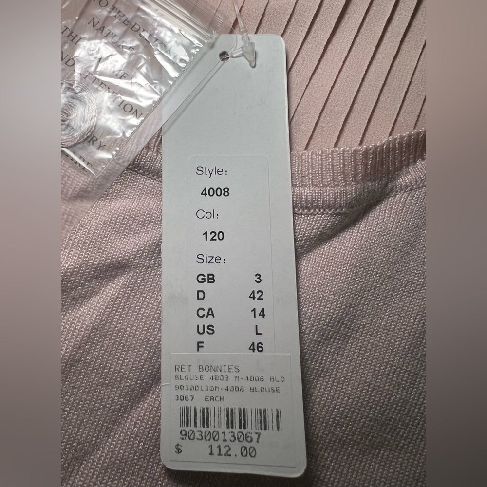 MARBLE Women’s Blouse, Light Pink/Mauve, Pleated, Size Large, NWT - Picture 10 of 14